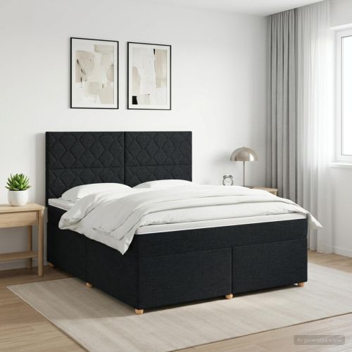 Континентално легло с матрак Черно 180 x 200 cm Текстил