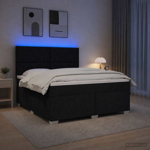 Континентално легло с матрак Черно 180 x 200 cm Текстил