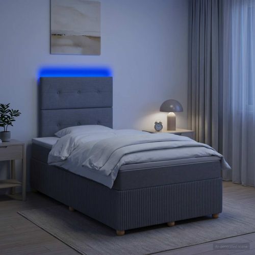LED легло с матрак с LED ленти Светлосиво 120 x 200 cm Текстил