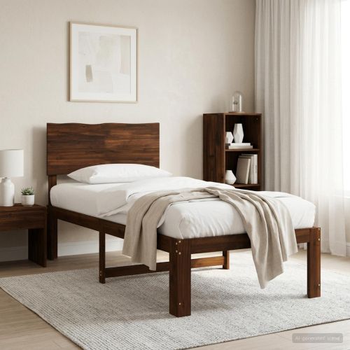 Единично легло с табла ROSTOCK Тъмен кафяв 100 x 200 cm