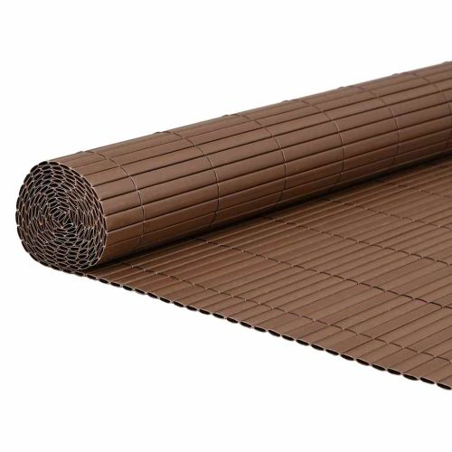 Градинска ограда, двустранна, кафява, 1,8x3 м, PVC