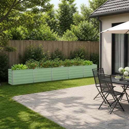 Вдигната леха за градина Пастелно зелено 400 x 40 x 55 см