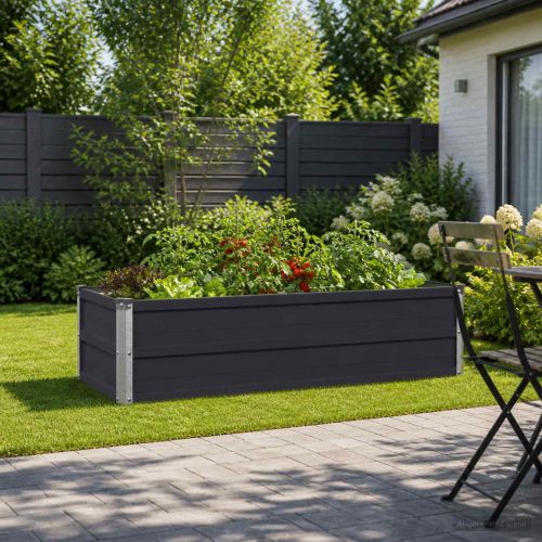 Вдигната леха за градина Антрацит 100 x 40 x 24 см