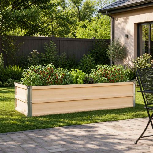 Вдигната леха за градина Слонова кост 100 x 40 x 24 см