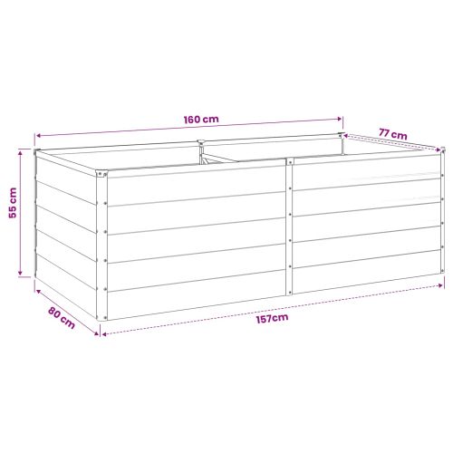 Вдигната леха за градина Антрацит 160 x 80 x 55 см