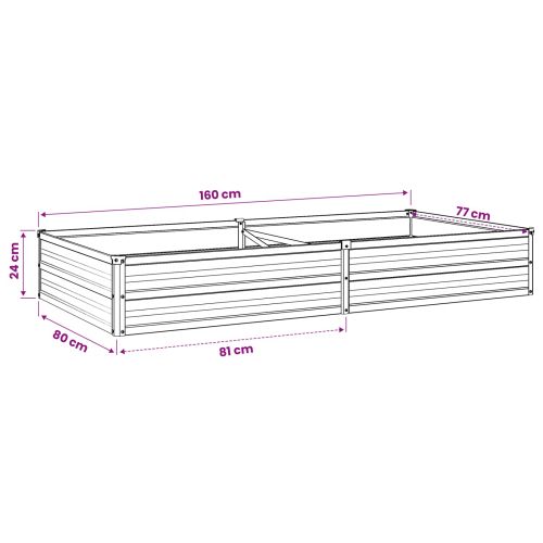 Вдигната леха за градина Антрацит 160 x 80 x 24 см