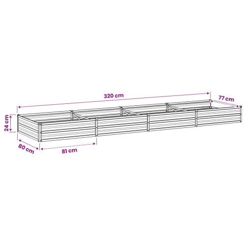 Вдигната леха за градина Антрацит 320 x 80 x 24 см