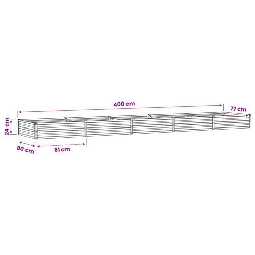 Вдигната леха за градина Черно 400 x 80 x 24 см