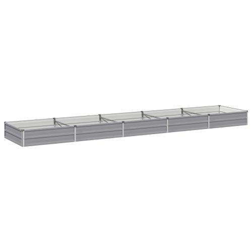 Вдигната леха за градина Сиво 400 x 80 x 24 см