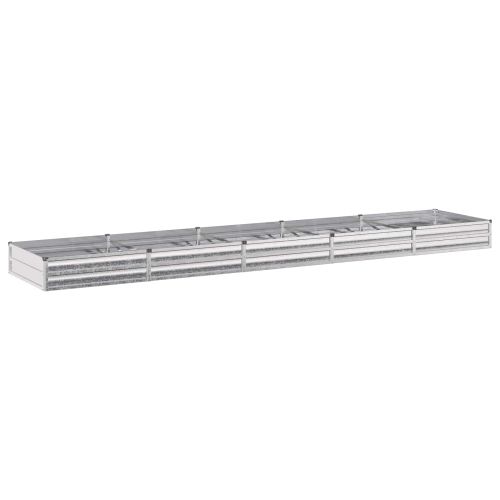 Вдигната леха за градина Сребристо 400 x 80 x 24 см оцинкован