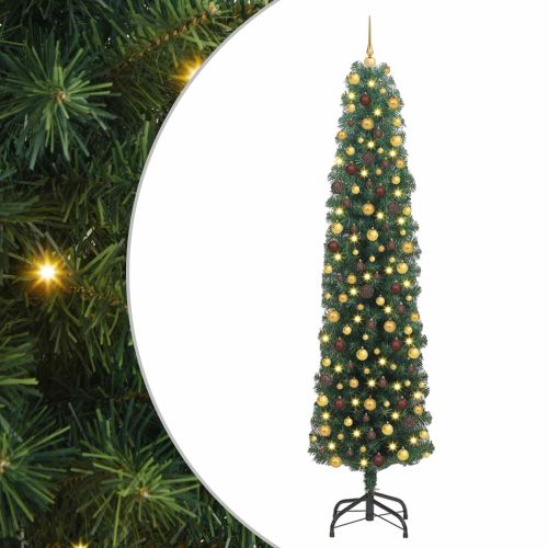 С изкуствено коледно дърво с 300 LED светодиода Зелен 210 cm