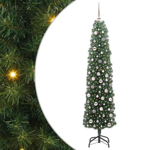 С изкуствено коледно дърво с 300 LED светодиода Зелен 210 cm