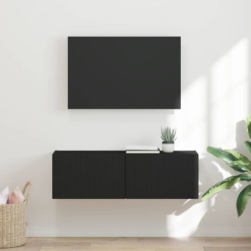 TV стенен шкаф 98 x 31 x 29,5 см Черно Инженерна дървесина