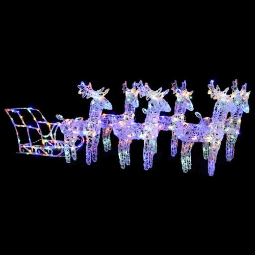 Коледна украса елени с шейна, 320 LED, акрил