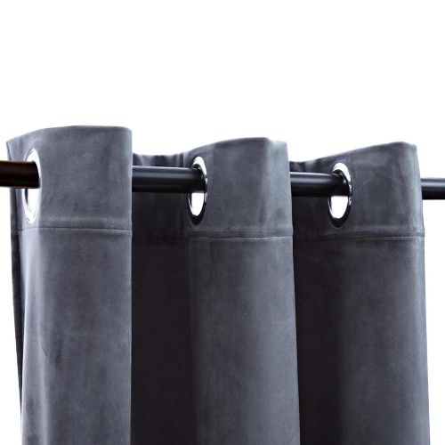 134810 Blackout Curtains with Rings 2 pcs Anthracite 37"x63" Velvet (US only) - Untranslated