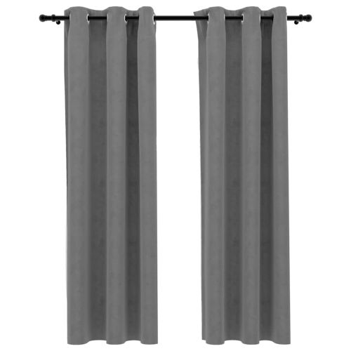 134816 Blackout Curtains with Rings 2 pcs Grey 37"x63" Velvet (US only) - Untranslated