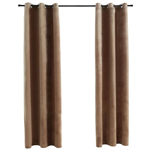 134822 Blackout Curtains with Rings 2 pcs Beige 37"x63" Velvet (US only) - Untranslated