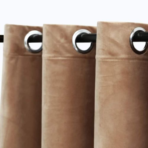 134822 Blackout Curtains with Rings 2 pcs Beige 37"x63" Velvet (US only) - Untranslated