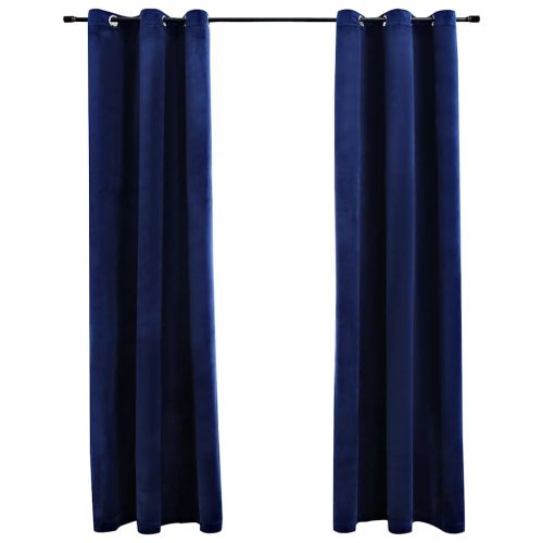 134828 Blackout Curtains with Rings 2 pcs Navy Blue 37"x63" Velvet (US only) - Untranslated