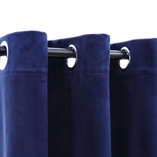 134828 Blackout Curtains with Rings 2 pcs Navy Blue 37"x63" Velvet (US only) - Untranslated