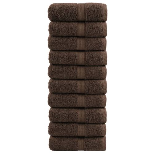 Premium Washcloths 10pcs Brown 30x30cm 600gsm 100% Cotton - Untranslated