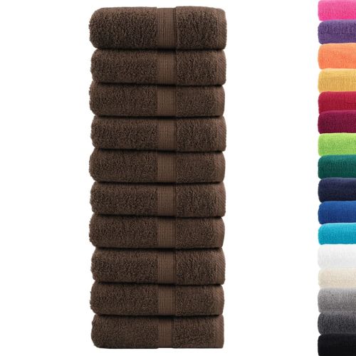 Premium Washcloths 10pcs Brown 30x30cm 600gsm 100% Cotton - Untranslated