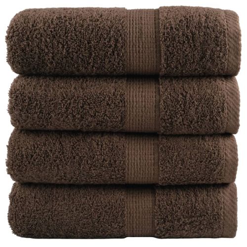 Premium Guest Towels 4pcs Brown 30x50cm 600gsm 100% Cotton - Untranslated