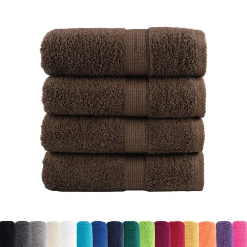 Premium Guest Towels 4pcs Brown 30x50cm 600gsm 100% Cotton - Untranslated