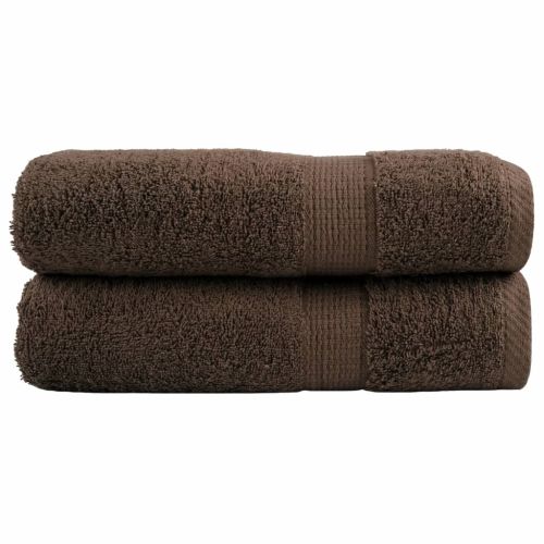 Premium Shower Towels 2pcs Brown 70x140cm 600gsm 100% Cotton - Untranslated