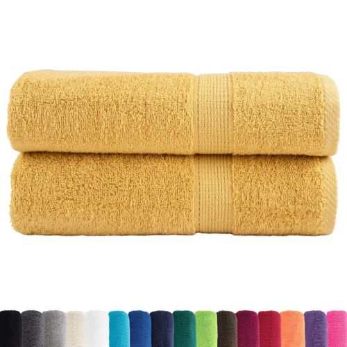 Premium Hand Towels 2pcs Gold 50x100cm 600gsm 100% Cotton - Untranslated