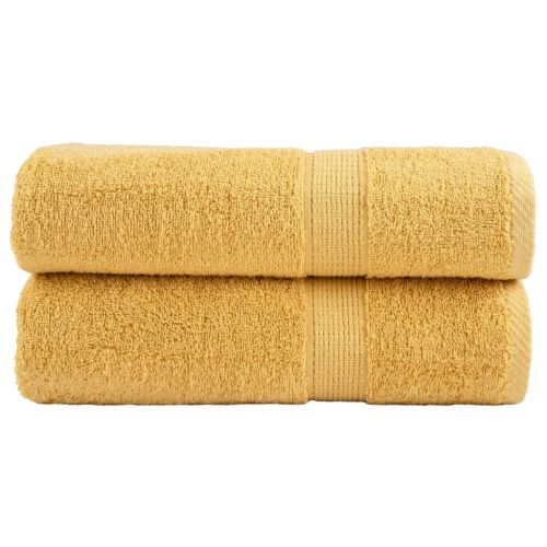 Premium Shower Towels 2pcs Gold 70x140cm 600gsm 100% Cotton - Untranslated