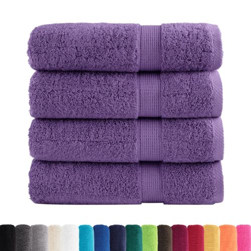 Premium Hand Towels 4 pcs Purple 50x100 cm 600 gsm 100% Cotton - Untranslated
