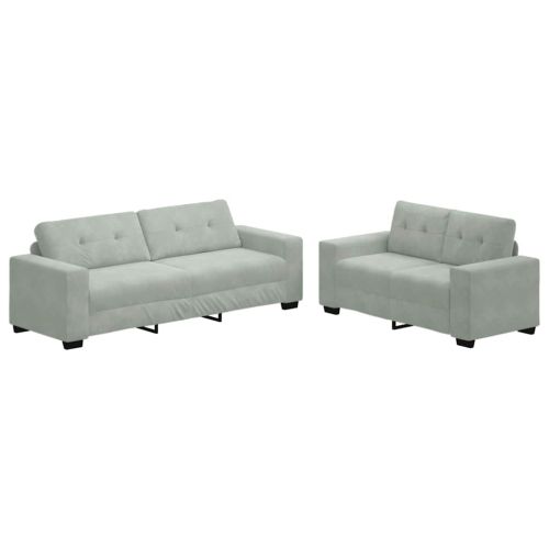2 Piece Sofa Set with Cushions Light Grey Velvet - Untranslated