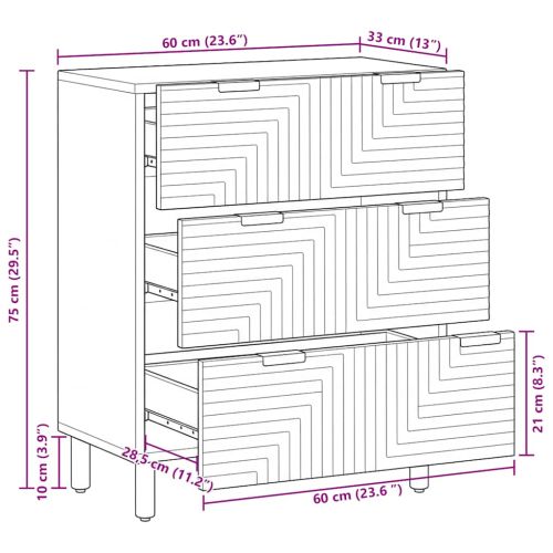 Sideboard 60x33x75 cm Solid Wood Acacia - Untranslated