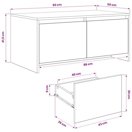 Холна маса Черен дъб 90 x 50 x 41,5 см ПДЧ