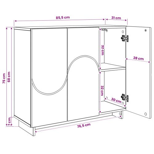 Бюфет Черно 85.5 x 31 x 75 см Инженерна дървесина