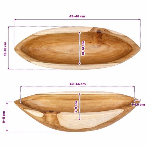 Fruit Bowl JEPARA Teak Brown 46 x 16 x 11 cm