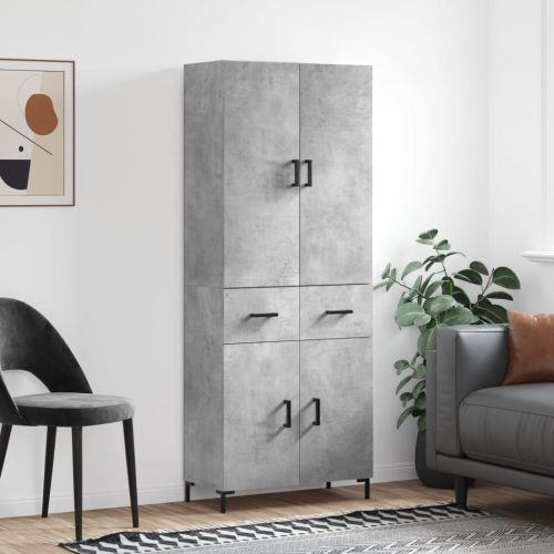Висок шкаф, бетонно сив, 69,5x34x180 см, инженерно дърво