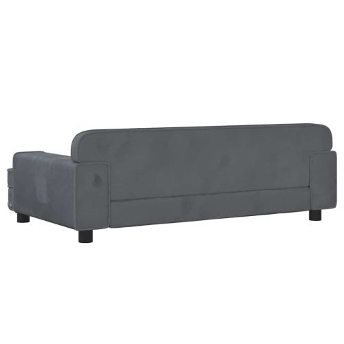 Детски диван, тъмносив, 90x53x30 см, кадифе