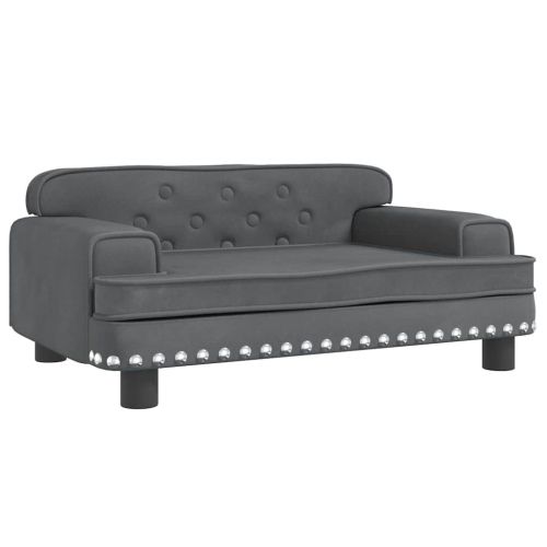 Детски диван, Тъмносив, 70x45x30 см, кадифе