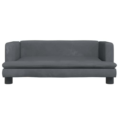 Детски диван, тъмносив, 80x45x30 см, кадифе