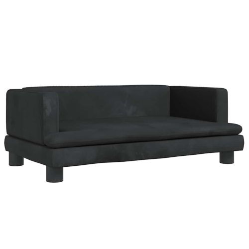 Детски диван, черно, 80x45x30 см, кадифе