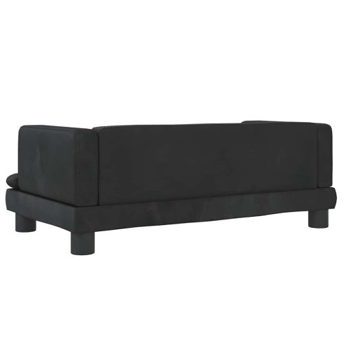 Детски диван, черно, 80x45x30 см, кадифе