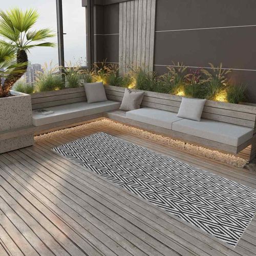 Килим за открито, ARAKIL черен, 80x250 см, PP