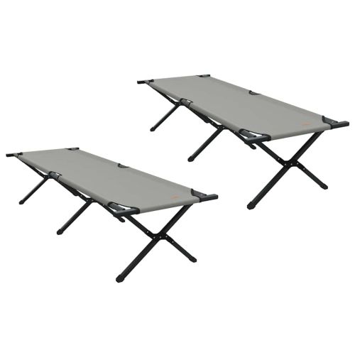 Сгъваемо къмпинг легло 2 бр. Сив 193 x 69 x 45 см
