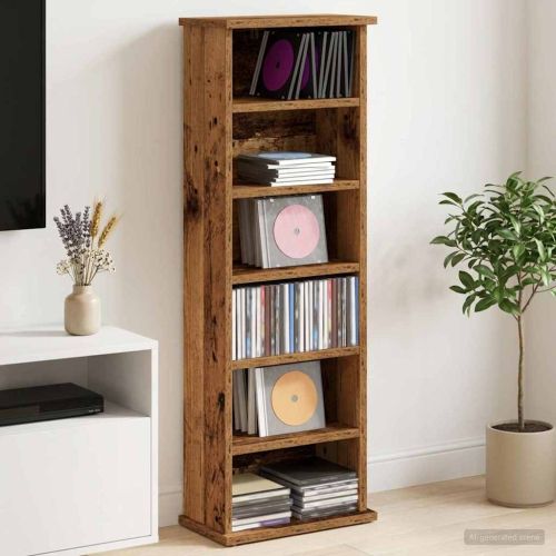 Кабинет за CD Старо дърво 60 x 17 x 92 см Инженерна дървесина