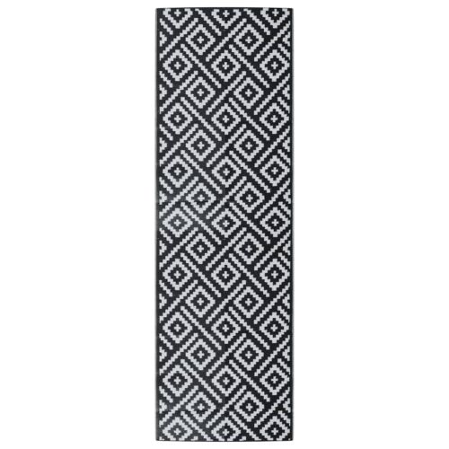 Килим за открито, ARAKIL Бяло и черно, 80x250 см, PP