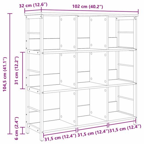 Рафт за книги 9 нива 102 x 32 x 104,5 см Инженерна дървесина
