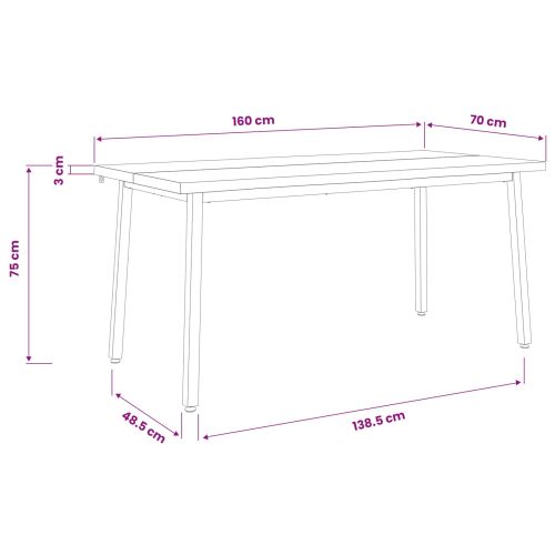 Маса за хранене с жив ръб 160 x 70 x 75 см Натурално