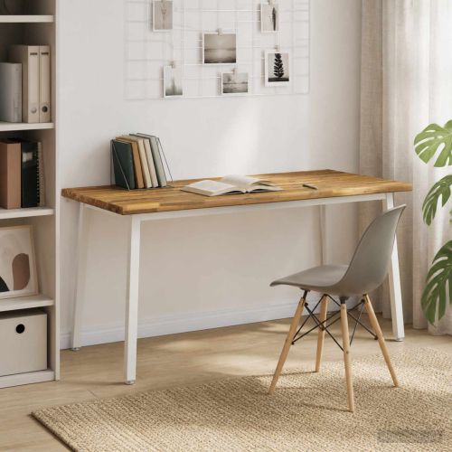 Маса за хранене с жив ръб 160 x 70 x 75 см Бяло